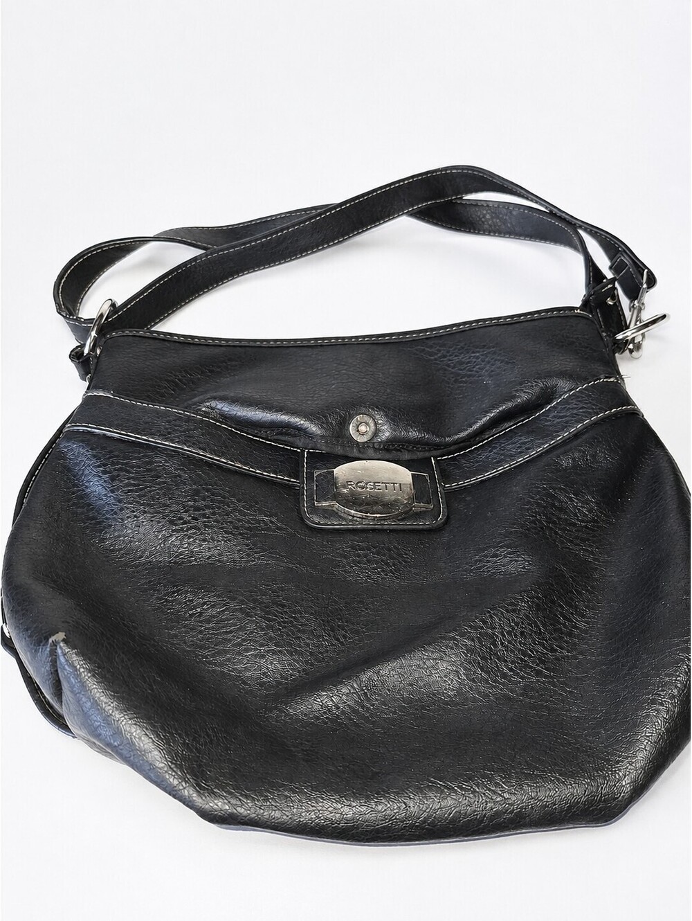 Rosetti Black Shoulder Bag Logo Accents Silver Hardware Shoulder Strap
